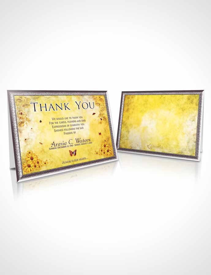 Funeral Thank You Card Template Summer Sunny Sunflowers