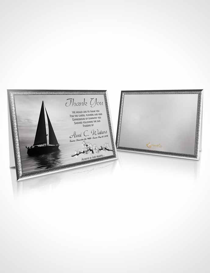 Funeral Thank You Card Template Sunrise Sailor Black and White