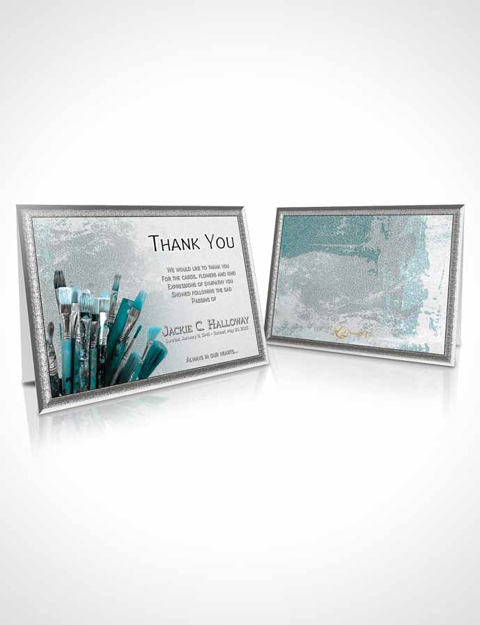 Funeral Thank You Card Template Turquoise Ocean Painters Paradise