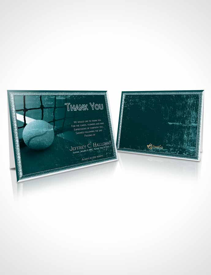 Funeral Thank You Card Template Turquoise Serenity Tennis Star