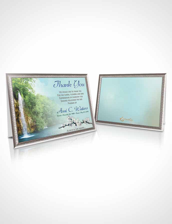 Funeral Thank You Card Template Waterfall Heaven Evening Peace