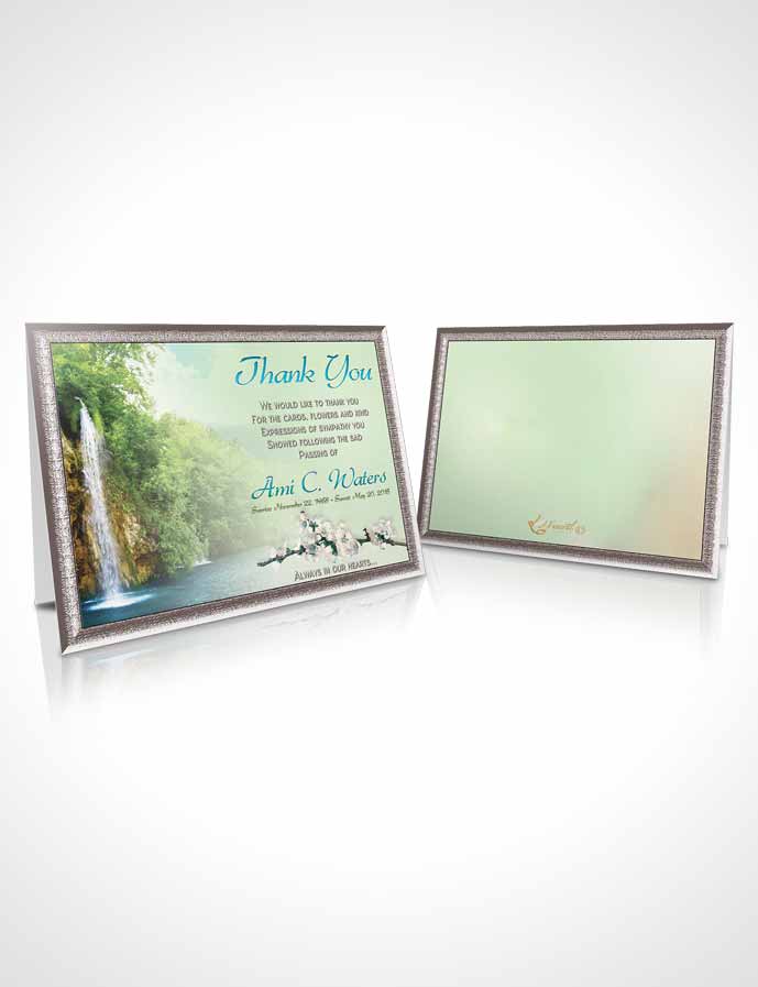 Funeral Thank You Card Template Waterfall Heaven Morning Calm
