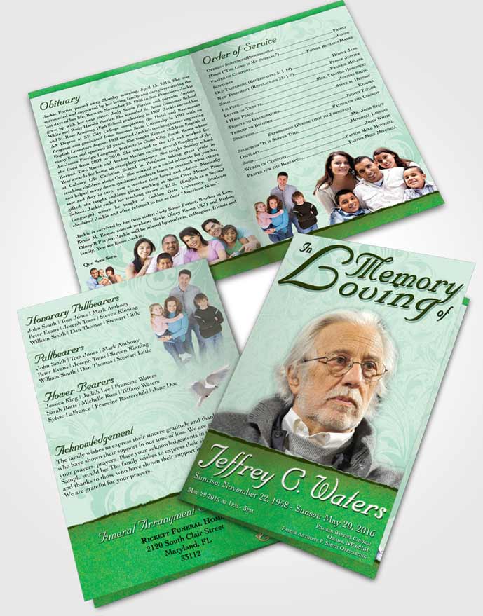 Bifold Order Of Service Obituary Template Brochure Forest Destiny