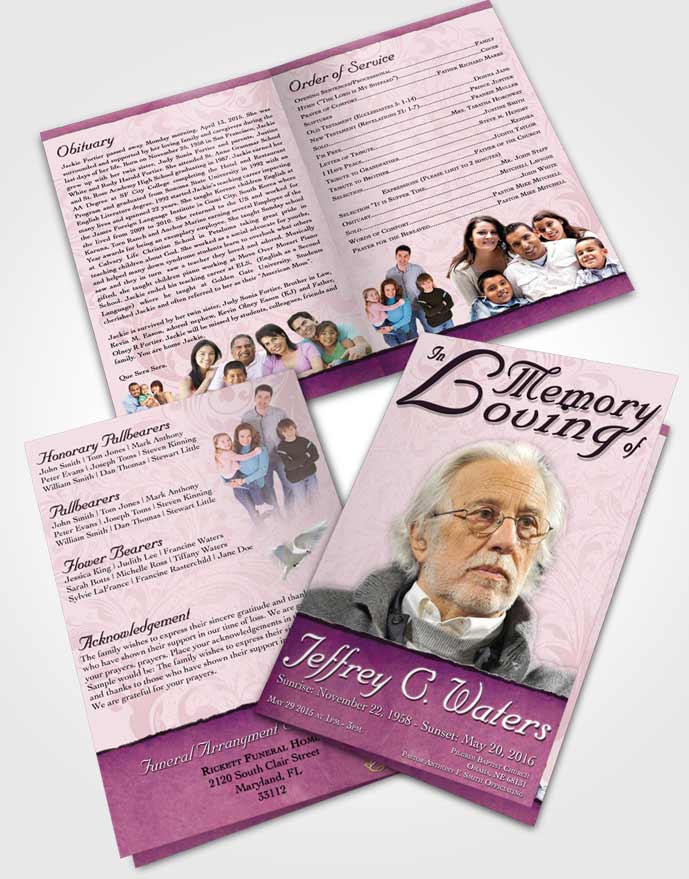 Bifold Order Of Service Obituary Template Brochure Honest Destiny