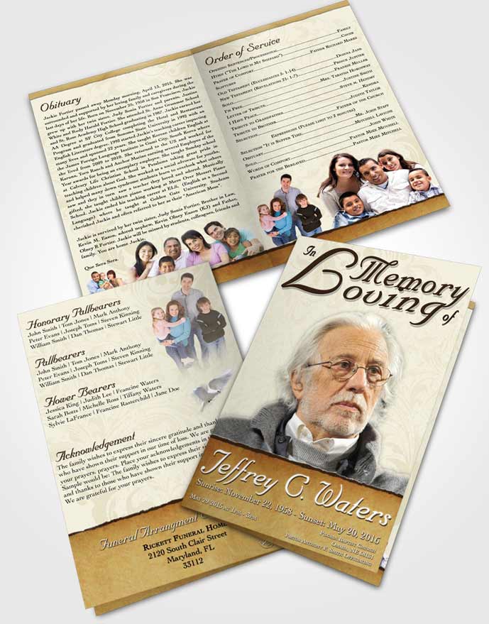Bifold Order Of Service Obituary Template Brochure Sandy Destiny