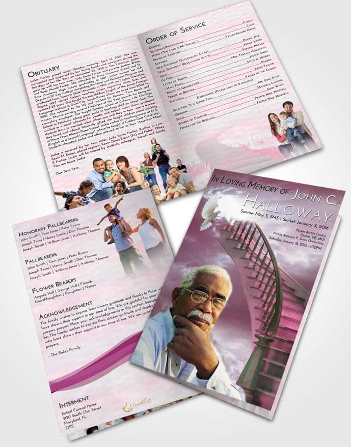 Bifold Order Of Service Obituary Template Brochure Stairway to Heaven Divinity