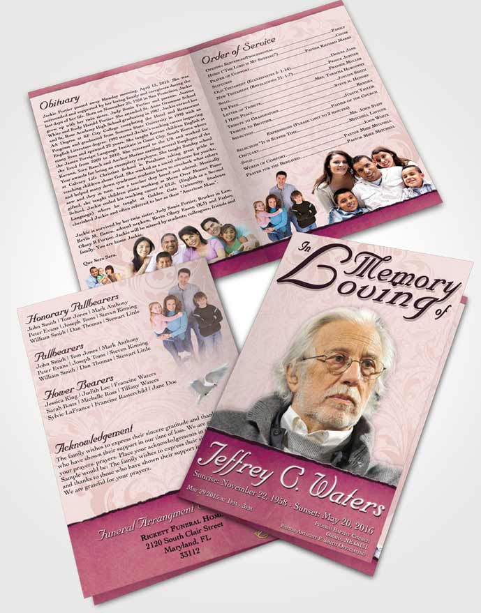 Bifold Order Of Service Obituary Template Brochure Summer Destiny