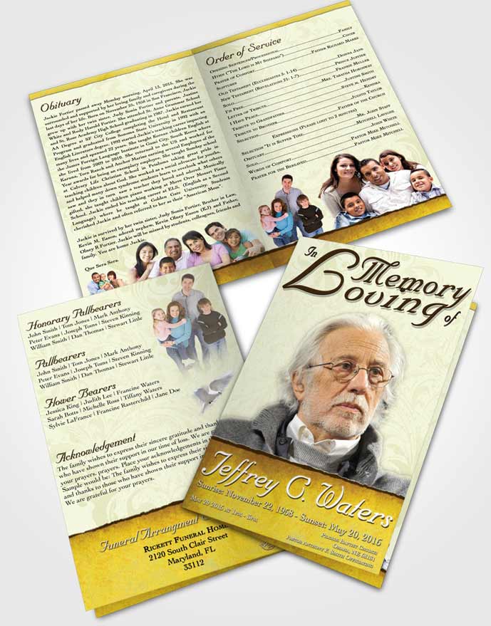 Bifold Order Of Service Obituary Template Brochure Sunrise Destiny