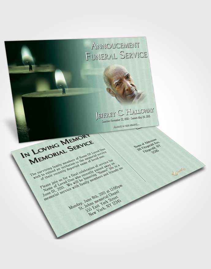 Funeral Announcement Card Template Deep Forest Candle Light