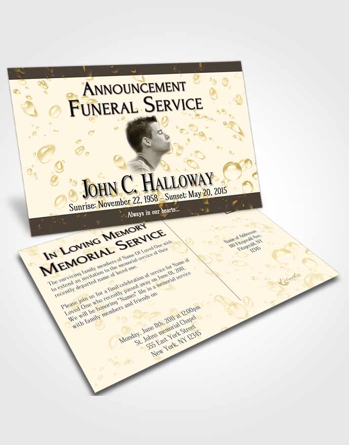 Funeral Announcement Card Template Golden Enchantment