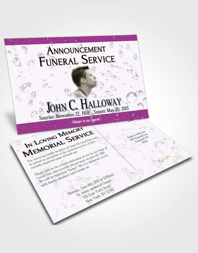 Funeral Announcement Card Template Lavender Enchantment