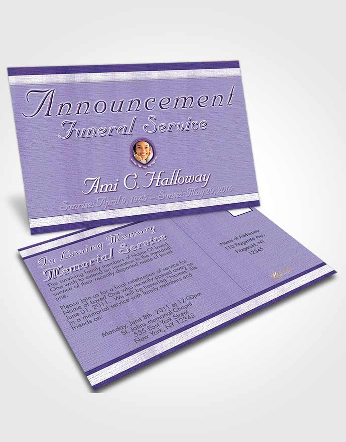Funeral Announcement Card Template Lavender Splendor