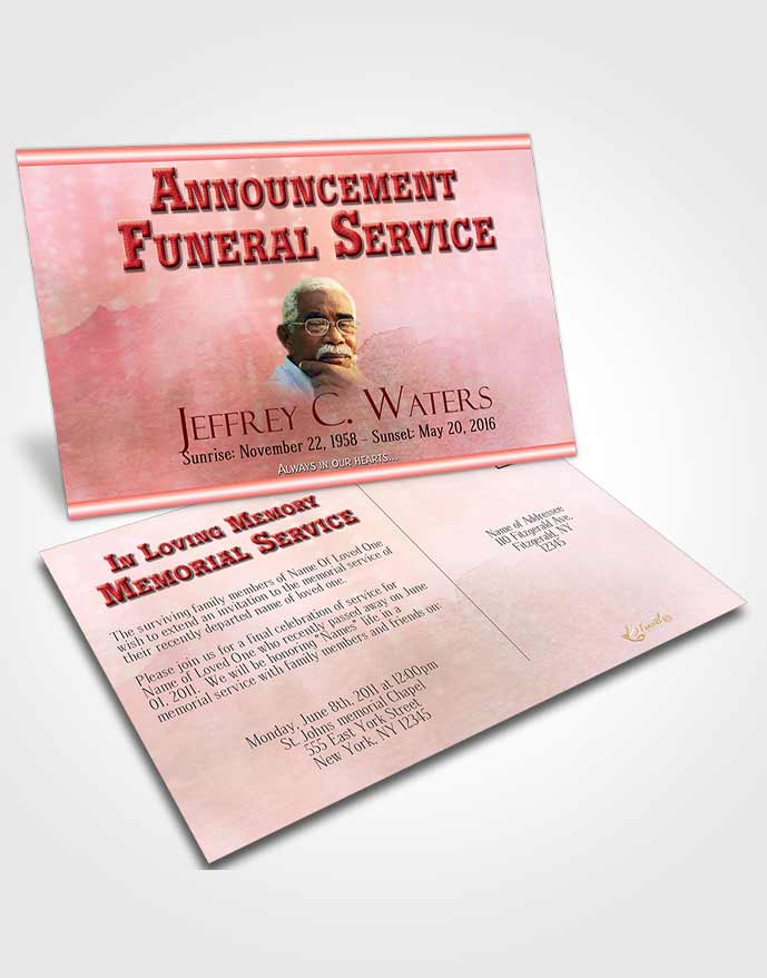 Funeral Announcement Card Template Rosy Blossom Timeless Love