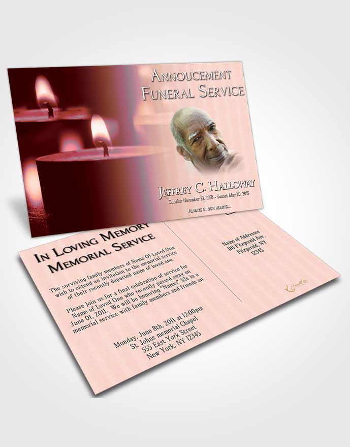 Funeral Announcement Card Template Ruby Essence Candle Light