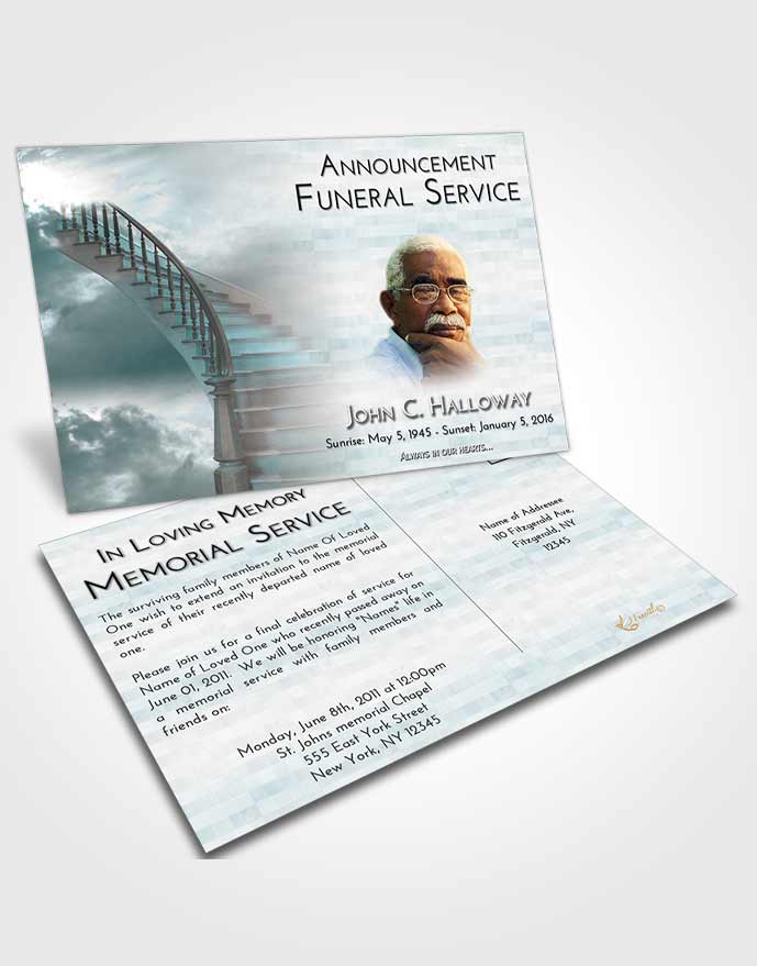 Funeral Announcement Card Template Stairway to Heaven Embrace