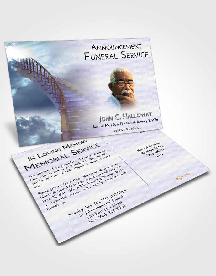 Funeral Announcement Card Template Stairway to Heaven Serenity