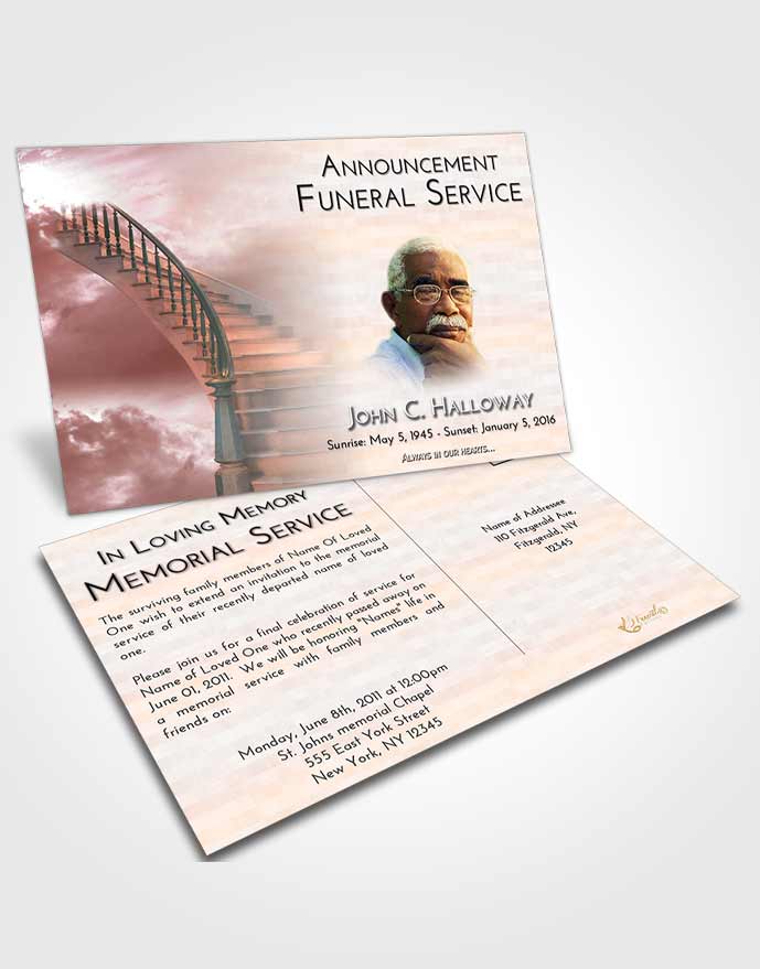 Funeral Announcement Card Template Stairway to Heaven Sunrise