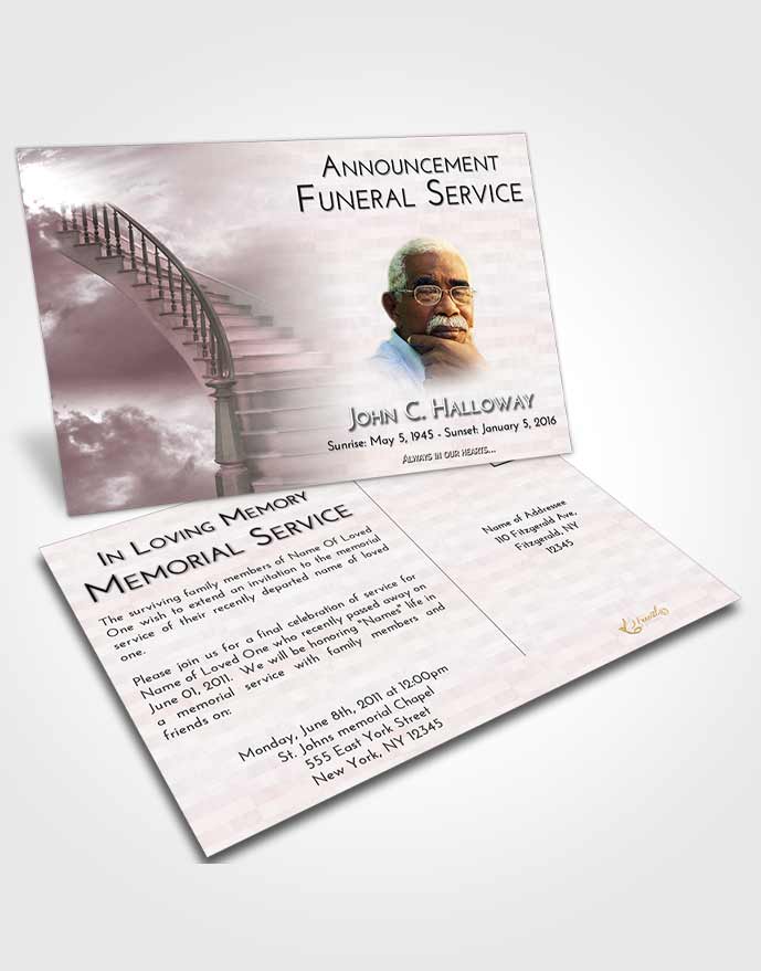 Funeral Announcement Card Template Stairway to Heaven Sunset