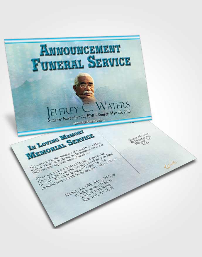 Funeral Announcement Card Template Tranquil Waters Timeless Love