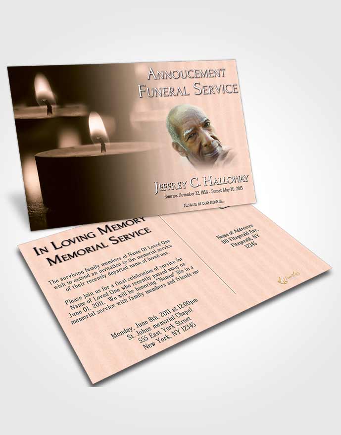 Funeral Announcement Card Template Vintage Candle Light