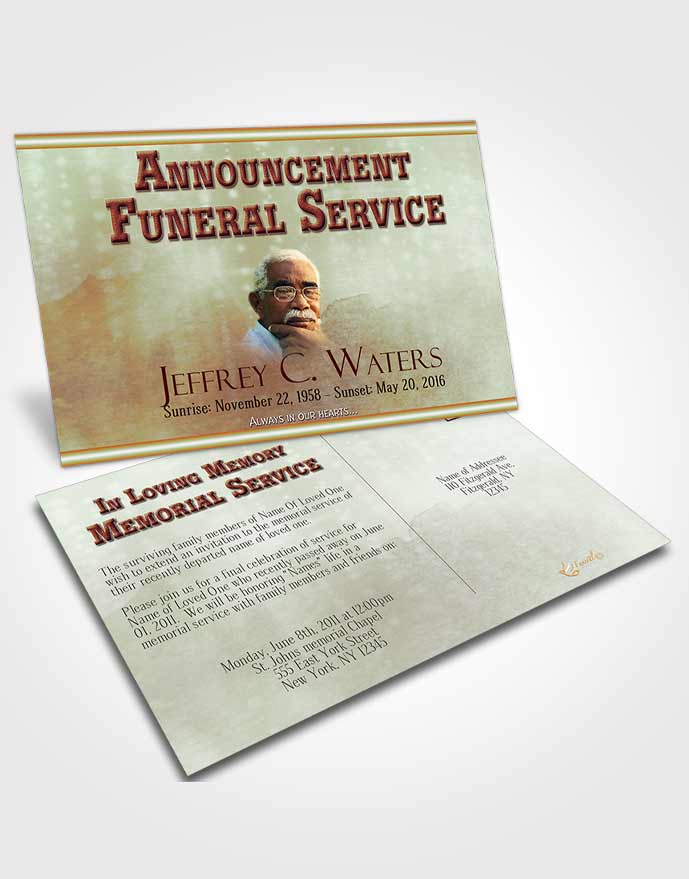 Funeral Announcement Card Template Vintage Timeless Love