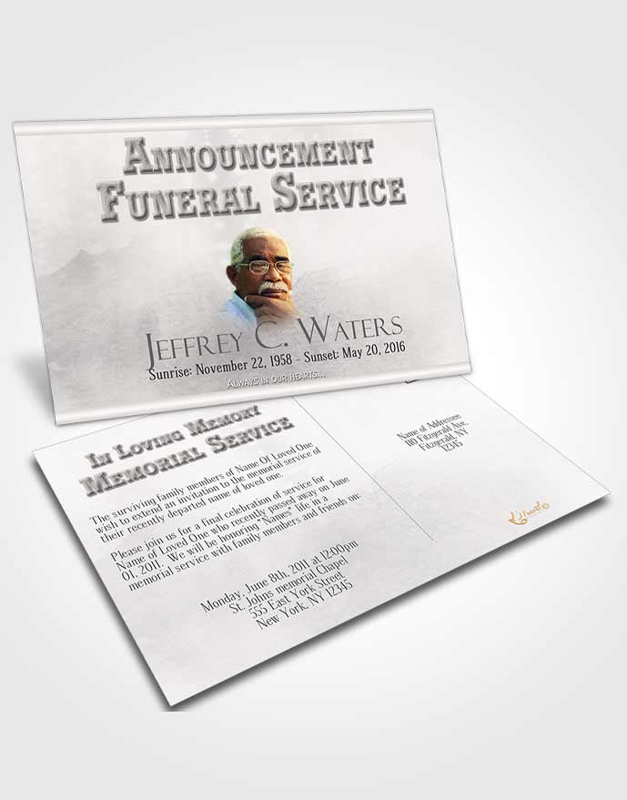 Funeral Announcement Card Template Winter Mist Timeless Love