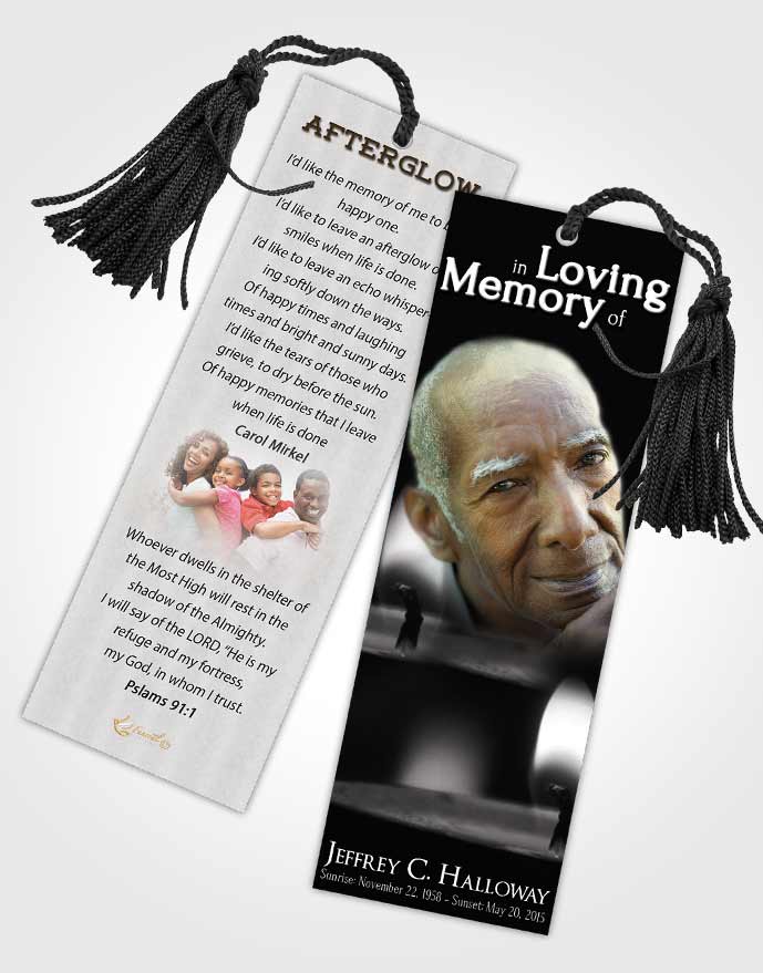 Funeral Bookmark Template Black and White Candle Light