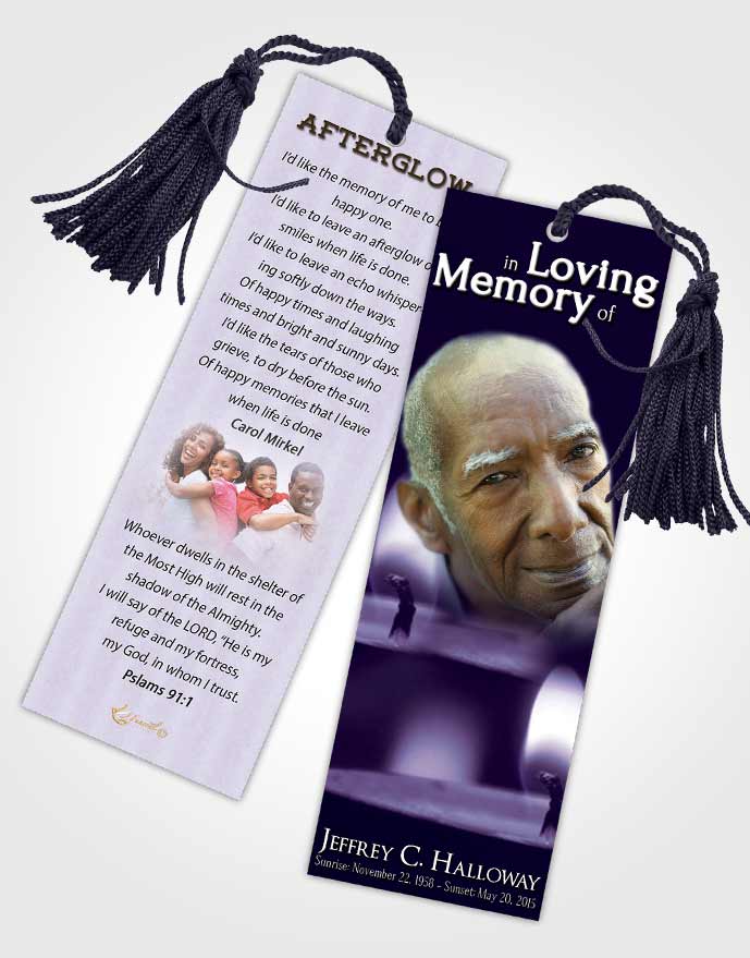 Funeral Bookmark Template Lavender Purity Candle Light