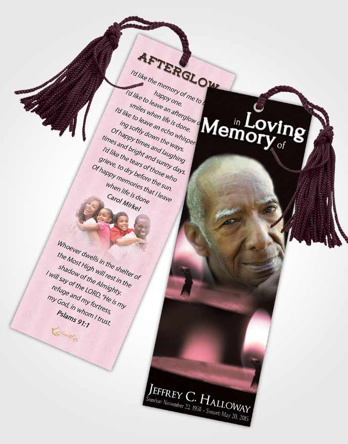 Funeral Bookmark Template Pink Heaven Candle Light