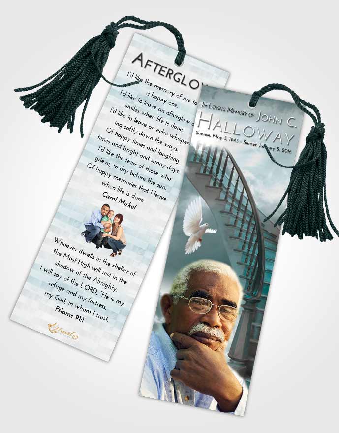 Funeral Bookmark Template Stairway to Heaven Embrace