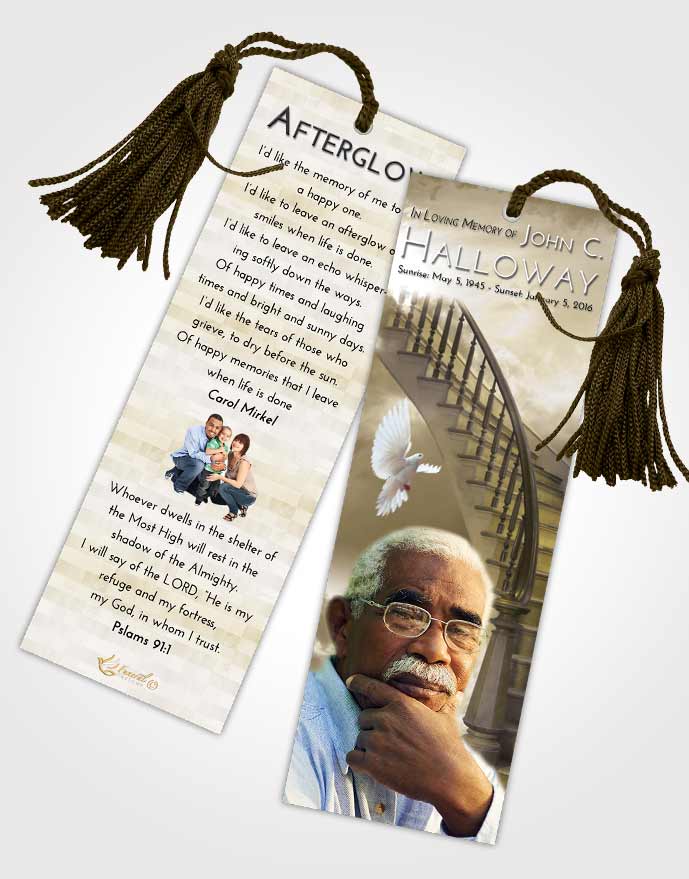 Funeral Bookmark Template Stairway to Heaven Harmony