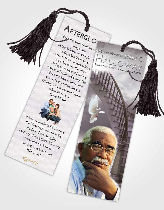 Funeral Bookmark Template Stairway to Heaven Smile
