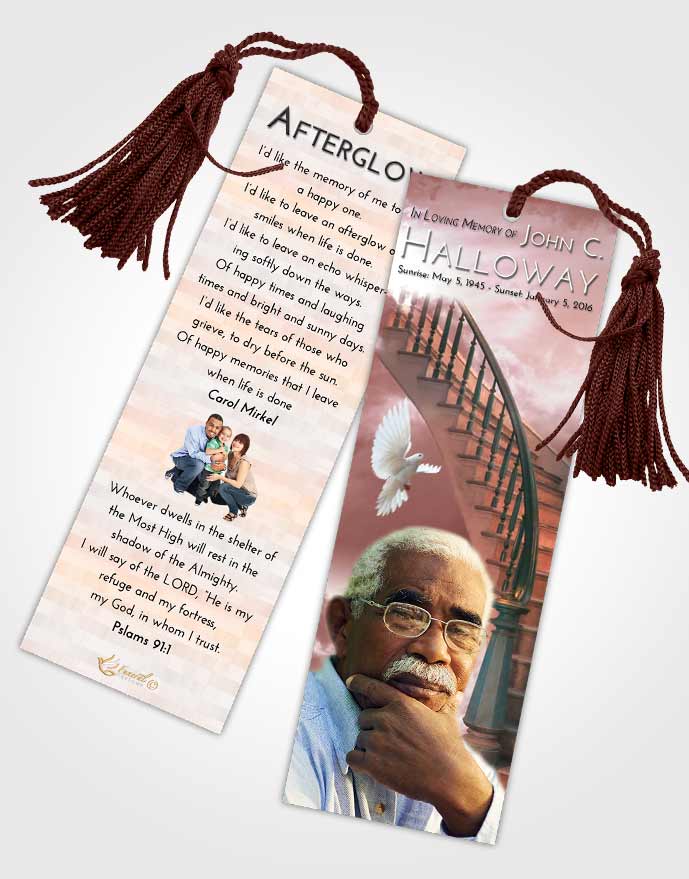 Funeral Bookmark Template Stairway to Heaven Sunrise