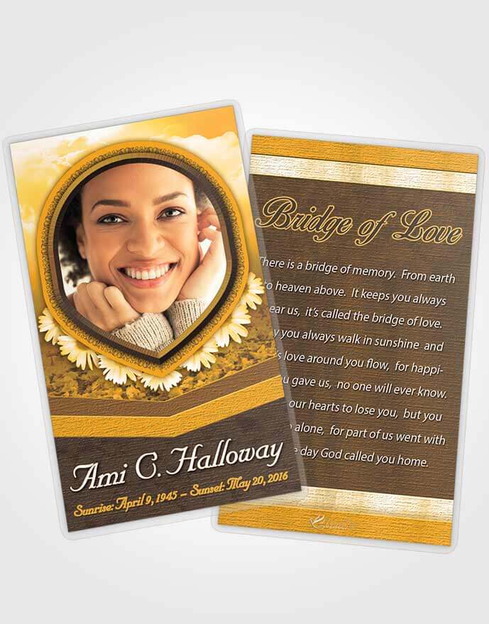 Funeral Prayer Card Template Golden Splendor