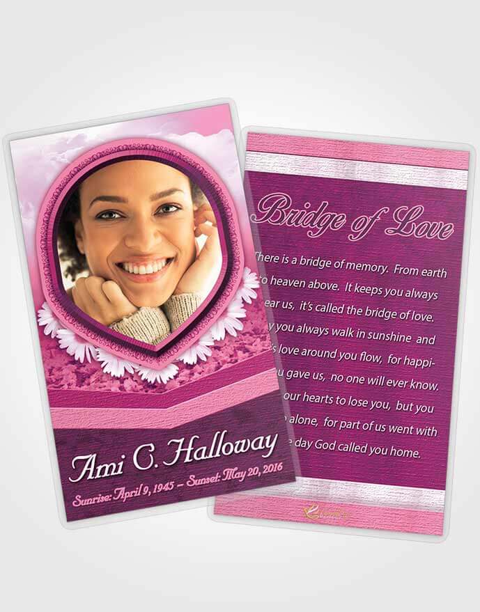 Funeral Prayer Card Template Pink Splendor