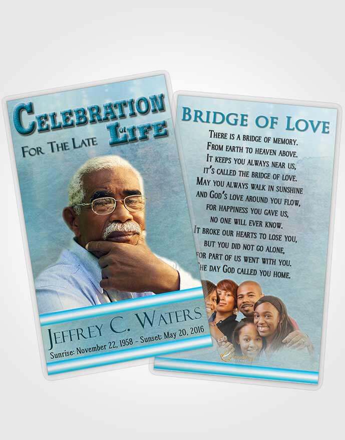 Funeral Prayer Card Template Tranquil Waters Timeless Love