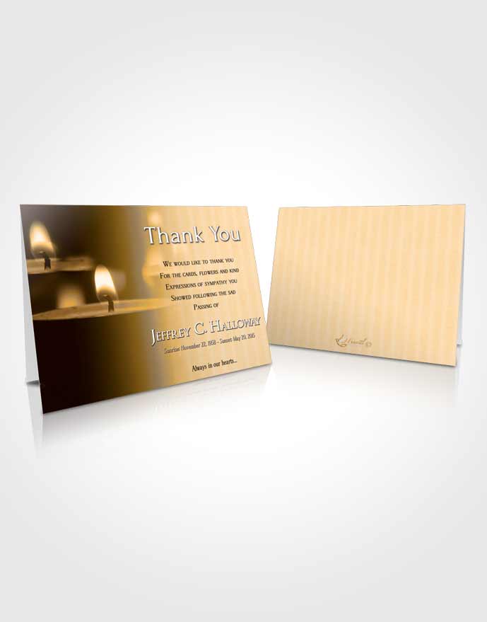 Funeral Thank You Card Template Golden Sunrise Candle Light