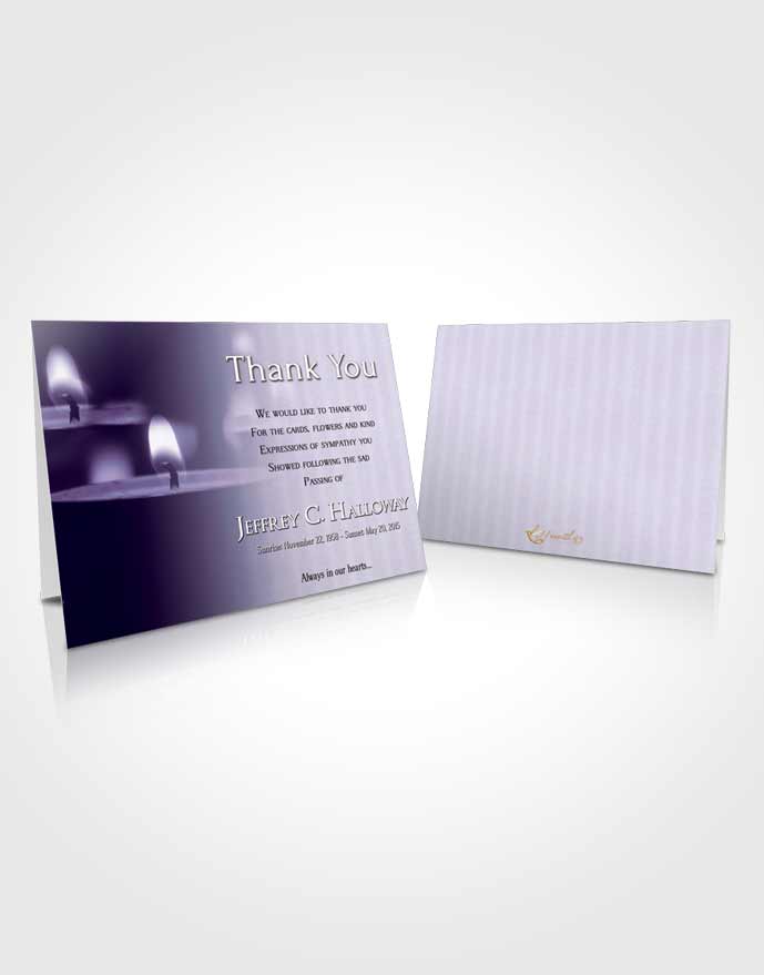 Funeral Thank You Card Template Lavender Purity Candle Light