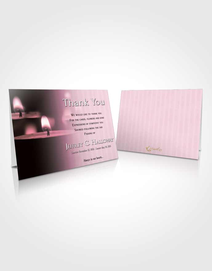 Funeral Thank You Card Template Pink Heaven Candle Light
