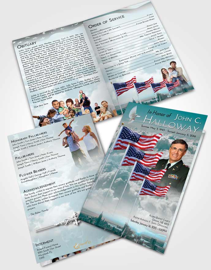 Bifold Order Of Service Obituary Template Brochure Americas Finest Embrace