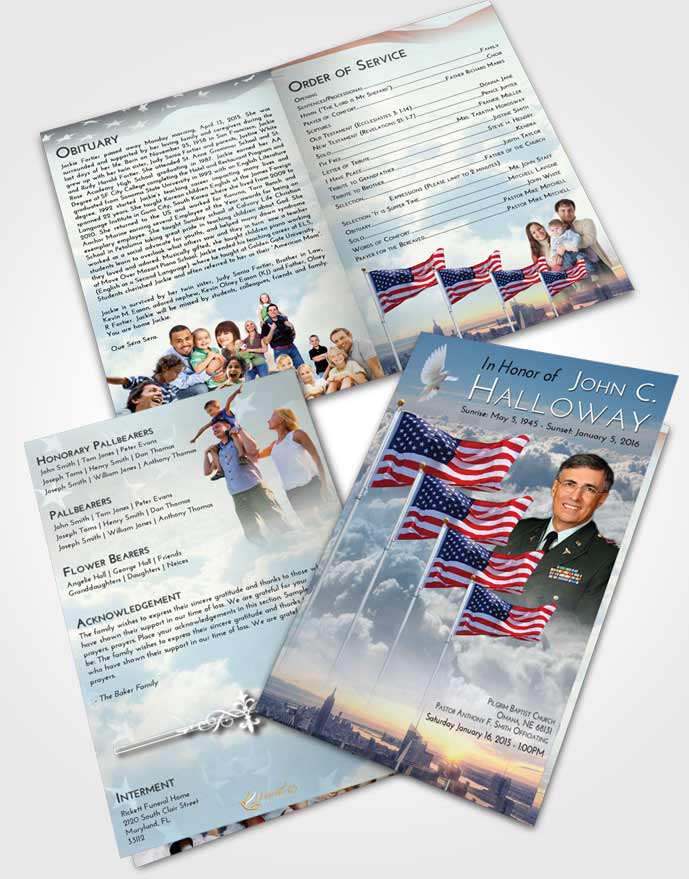 Bifold Order Of Service Obituary Template Brochure Americas Finest Faith