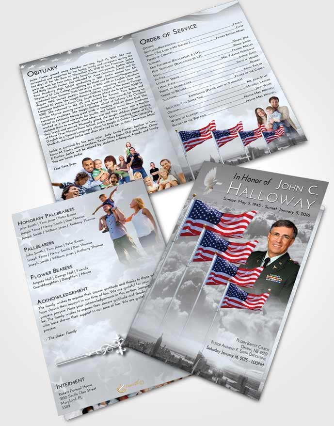 Bifold Order Of Service Obituary Template Brochure Americas Finest Freedom