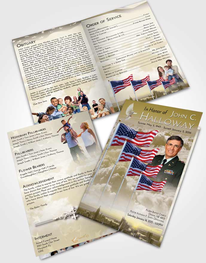 Bifold Order Of Service Obituary Template Brochure Americas Finest Harmony