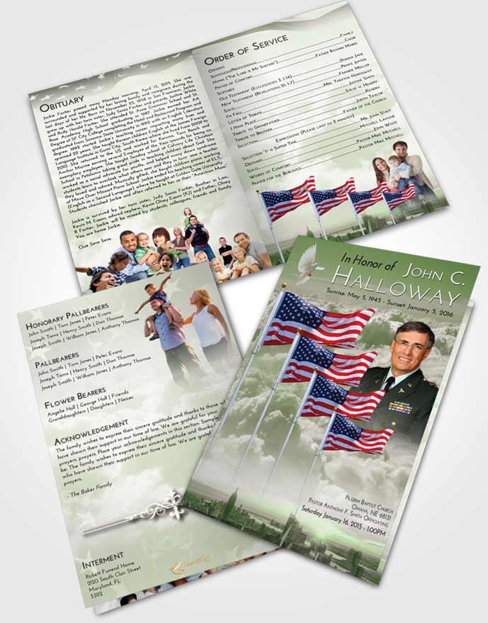 Bifold Order Of Service Obituary Template Brochure Americas Finest Love