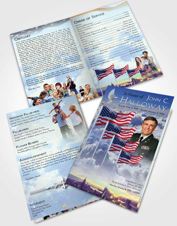 Bifold Order Of Service Obituary Template Brochure Americas Finest Serenity