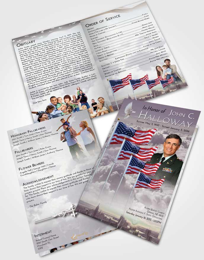 Bifold Order Of Service Obituary Template Brochure Americas Finest Smile