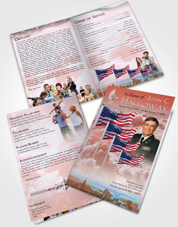 Bifold Order Of Service Obituary Template Brochure Americas Finest Sunrise