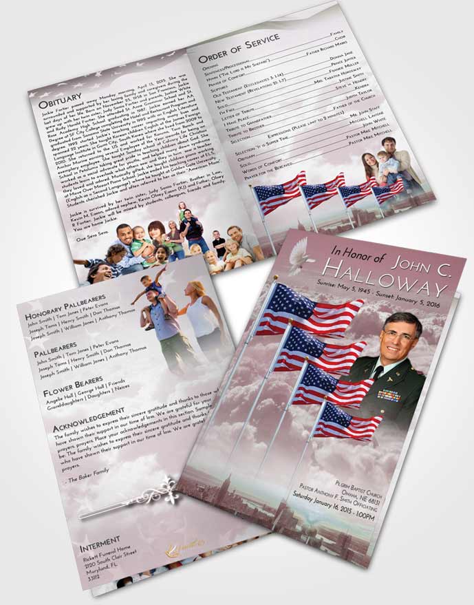 Bifold Order Of Service Obituary Template Brochure Americas Finest Sunset