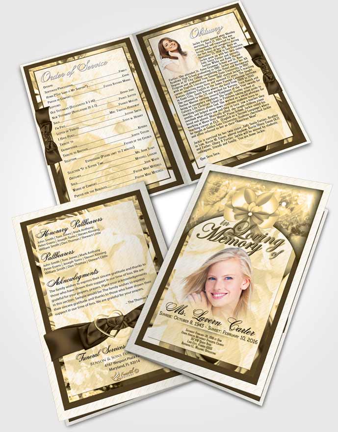 Bifold Order Of Service Obituary Template Brochure Autumn Petals in the Wind