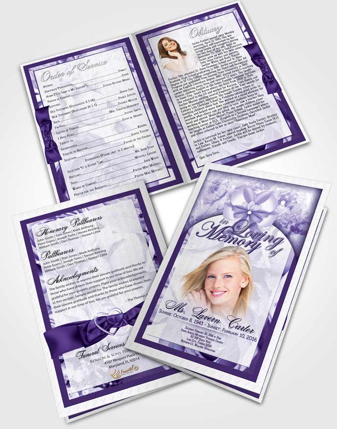 Bifold Order Of Service Obituary Template Brochure Enchanted Petals in the Wind